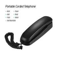 GoolRC Mini Desktop Corded Landline Phone Fixed Telephone Wall Mountable Supports Mute/ Pause/ Hold/ Reset/ Flash/ Redial Functions for Home Hotel Office Bank Call Center