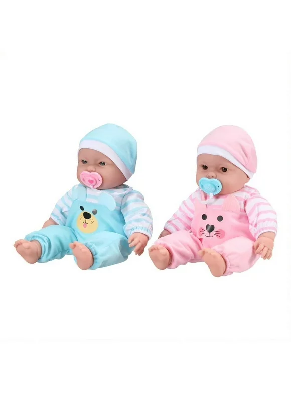 My Sweet Love Happy Twins Set, 6 Pieces Featuring Two 15" Soft Body Dolls, Perfect for Children 2+