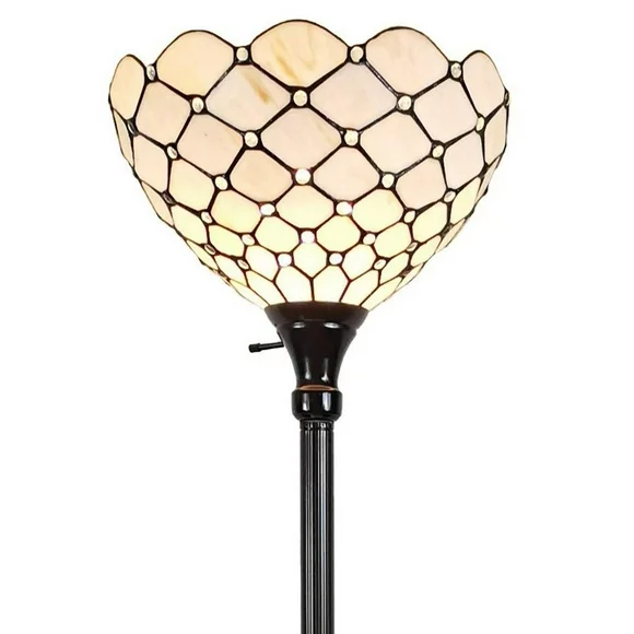 Tiffany Style Jeweled Torchiere Floor Lamp - 72" Tall