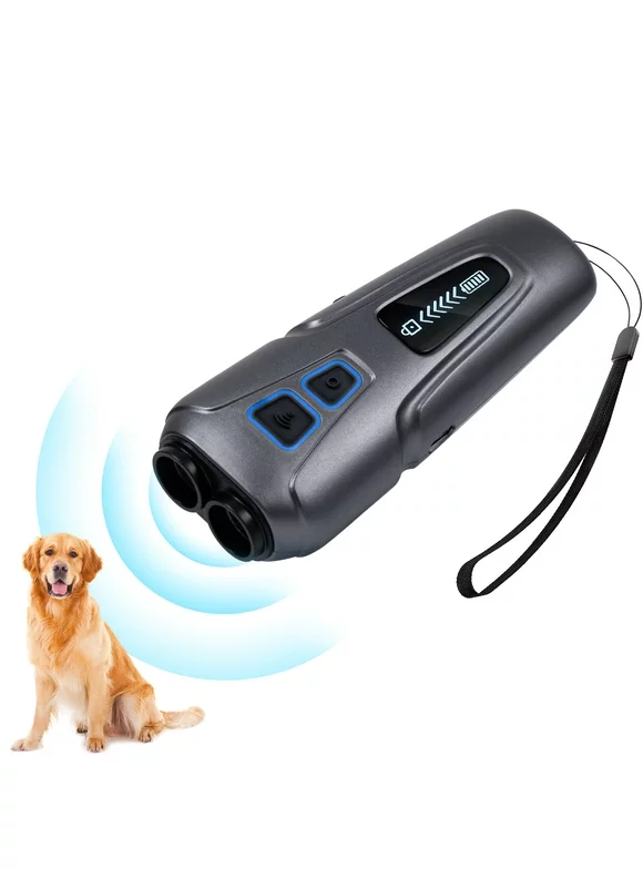 ZUPOX Dog Bark Deterrent Devices, Dog Barking Control Devices, Anti Bark Device for Dogs, Ultrasonic Rechargeable Dog Silencer with LED Flashlight,Gray