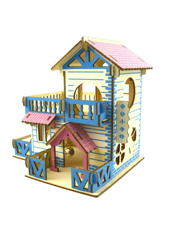 ✪ Hamster Hideout Wooden Hut Small Animals Double Layer Villa Rat Room House Cage