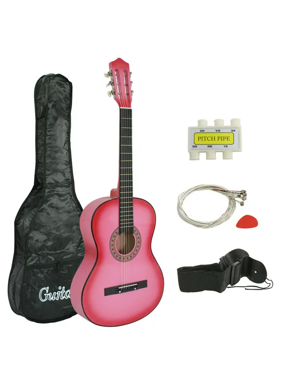 ZENY 38" Acoustic Guitar Set for Kids Beginners Music Lovers Starter with Accessories, Pink