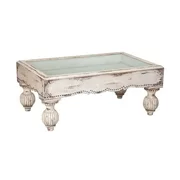 48" Distressed Finish Beige Shadow Box Coffee Table