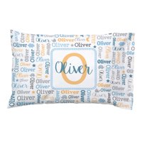 Personalized Collage Name Pillowcase - Blue-Available in Standard or Plush