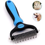 Pet Grooming Dematting Comb,Pet Dematting Rake Dog Comb Rake Dog Brush Dematting Comb for Dogs and Cats Removes Loose Undercoat,Blue