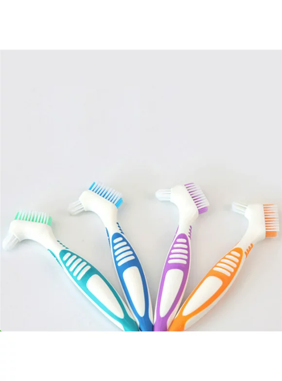 Y-Shape Dedicated Denture Double Brush Teeth Oral Care For Fake Teeth Double Brushes Toothbrush