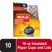 Solo Paper Hot Cups with Recloseable Lids, 16 oz, 10 Count