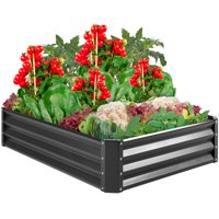 Best Choice Products 4x3x1ft Outdoor Metal Raised Garden Bed for Vegetables, Flowers, Herbs, Plants - Dark Gray