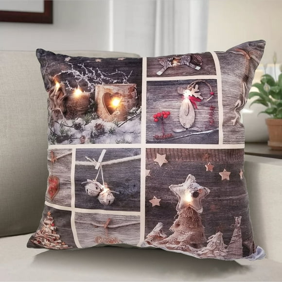 Christmas Patchwork LED pillow