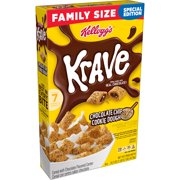 Kellogg's Krave Breakfast Cereal, 7 Vitamins and Minerals, Kids Snacks, Chocolate Chip Cookie Dough, 16.7oz, 1 Box