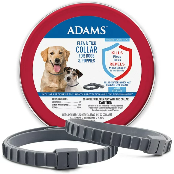 Adams Flea & Tick Collar for Dogs and Puppies, 2 pack, Value Pack