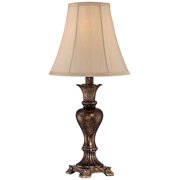Regency Hill Traditional Accent Table Lamp Warm Bronze Urn Footed Base Natural Tone Bell Shade for Living Room Family Bedroom