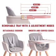 Tiny Dreny Convertible Baby Chair with Cushion | High Chair for Babies and Toddlers | 3-in-1 Baby High Chair Grows up with Family | Highchair with Adjustable Footrest and Tray | Easy Assembly
