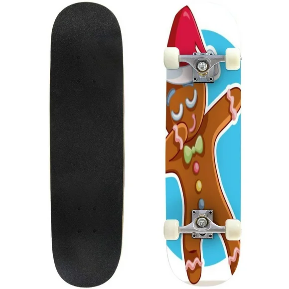 funny dabbing gingerbread man cartoon cool stock Outdoor Skateboard Longboards 31"x8" Pro Complete Skate Board Cruiser