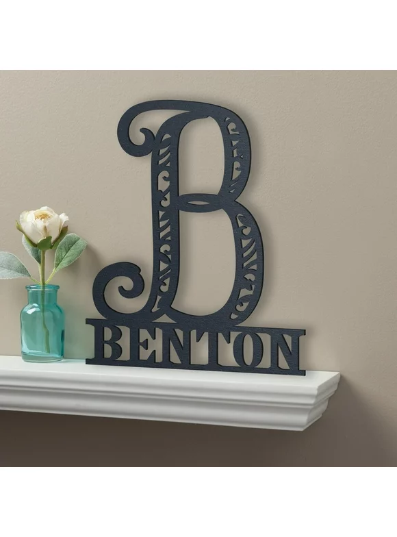 Personalized Black Wood Plaque - Family Name