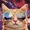 Galaxy Nebula Cat with Glasses