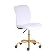 Mainstays Plush Velvet Office Chair, White