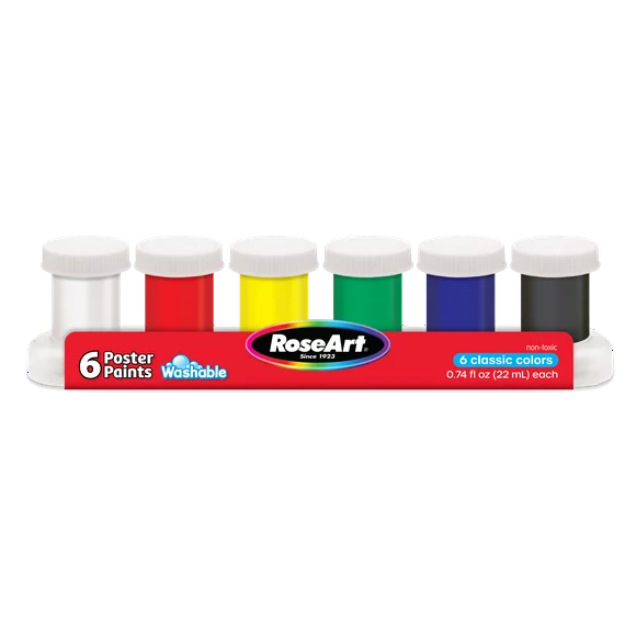 RoseArt Classic Washable Tandem Paint,  6 Vibrant Colors