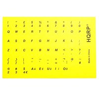 HQRP New USA UK Laminated QWERTY Keyboard Stickers for All PC & Laptops with Black Lettering on Yellow Background