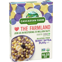 Cascadian Farm Organic Berry Vanilla Puffs Cereal, Gluten Free, 10.25 oz