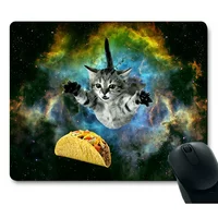 POPCreation Curious Cat Flying Through Space Reaching for a Taco in Galaxy Space Hilarious Mouse pads Gaming Mouse Pad 9.84x7.87 inches