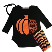 StylesILove Halloween Pumpkin 4-piece Baby Girl Costume Clothing Set (18-24 months)