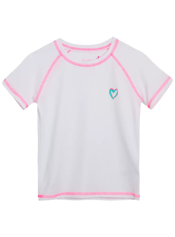 Pink Platinum Girls' Rash Guard - UPF 50+ Protective Quick Dry Short Sleeve Swim Shirt (5-16)