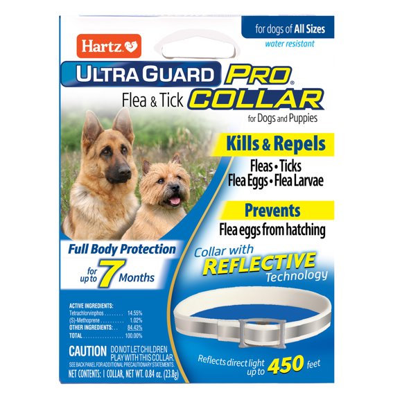 Hartz UltraGuard Pro Reflective Flea And Tick Collar For Dogs And Puppies, 7 Months Protection, 1ct