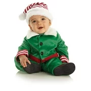 CHRISTMAS ELF boys kids infant baby green velvet halloween costume 6M 12M