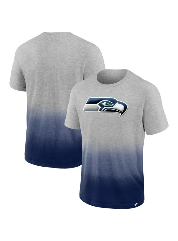 Men's Fanatics Branded Heathered Gray/College Navy Seattle Seahawks Team Ombre T-Shirt