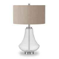 Evelyn&Zoe Traditional Seeded Glass Table Lamp with Flax Shade