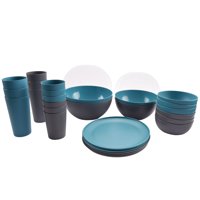 Mainstays 32-Piece Plastic Dinnerware Bundle Set, Multiple Colors
