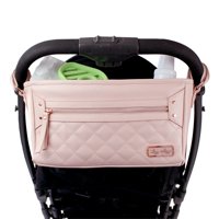 Itzy Ritzy Adjustable Stroller Caddy & Stroller Organizer Featuring Two Built-in Pockets, Front Zippered Pocket and Adjustable Straps to Fit Nearly Any Stroller, Blush
