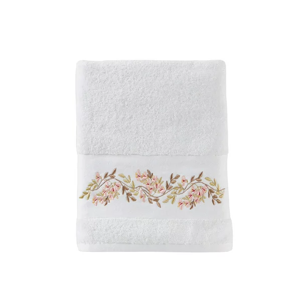 SKL Home Misty Floral Bath Towel, White, 27" x 50"