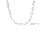 8-10MM Freshwater Cultured Pearl Silvertone 2-Piece Earrings and Necklace Set