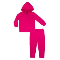 Little Star Organic Baby Girls & Toddler Girls Brights French Terry Hoodie & Jogger Pants, 2-Piece Set (9M-5T)