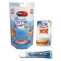 Instant Smile Comfort Fit Flex Teeth Uppers and Lowers w/ Denture Cream