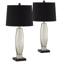 Regency Hill Modern Table Lamps Set of 2 Mercury Glass Black Drum Shade for Living Room Family Bedroom Bedside Nightstand