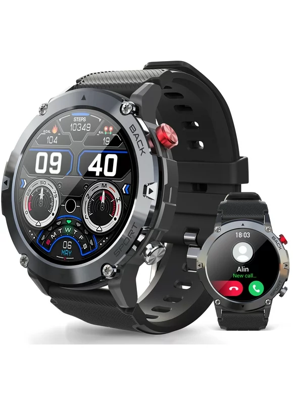 Ifanze Military Smart Watches for Men, C21 Outdoor Smart Watch, Black