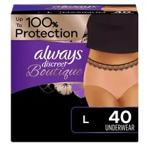 Always Discreet Boutique Incontinence Underwear, Maximum Absorbency, L (40 Ct)