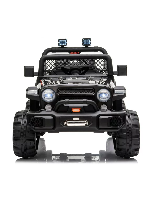 UBesGoo 12V Kids Battery Powered Electric Truck Ride-On Car with RC, Headlights, Music - Black