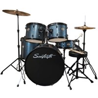 Rise by Sawtooth Full-Size Student Drum Set with Hardware and Cymbals, Storm Blue Sparkle