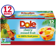 (12 Cups) Dole Cherry Mixed Fruit in 100% Fruit Juice, 4oz Fruit Bowls