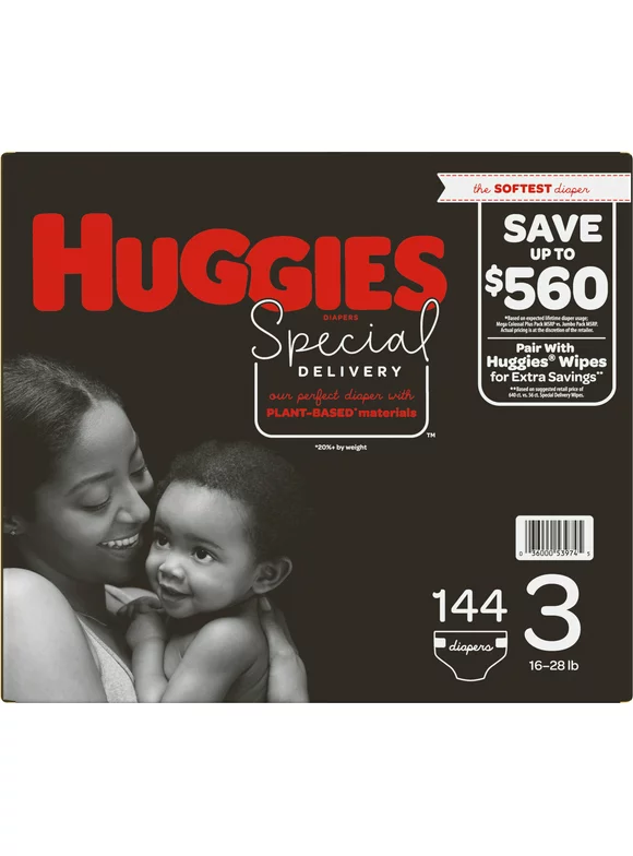 Huggies Special Delivery Hypoallergenic Baby Diapers  size: 3 -144 ct. (16 -28 lb.)