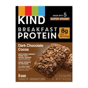 KIND Bars, Dark Chocolate Cocoa Protein Breakfast Bar, Gluten free, 1.76 oz, 4 Snack Bars