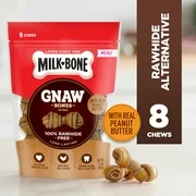 Milk-Bone GnawBones Long Lasting Dog Treats with Real Peanut Butter and Chicken, Mini Size, 5.1-Ounce