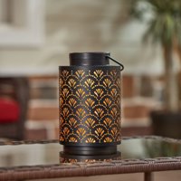 Better Homes and Gardens Black Metal Punched Solar Powered LED Lantern