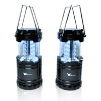 2 Pack of Water Resistant Portable Ultra Bright LED Lantern Flashlight for Hiking, Camping, Blackouts, Black