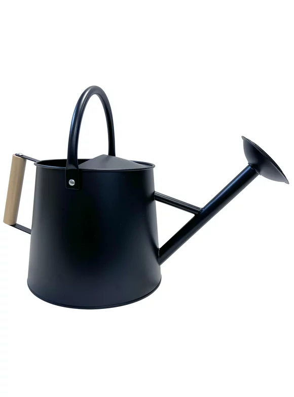 Better Homes & Gardens 1.5 Gallon Black Metal Watering Can with Wood Handle