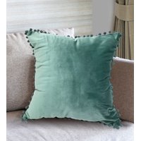 Pompom Dec Pillow Dust Teal 18x18
